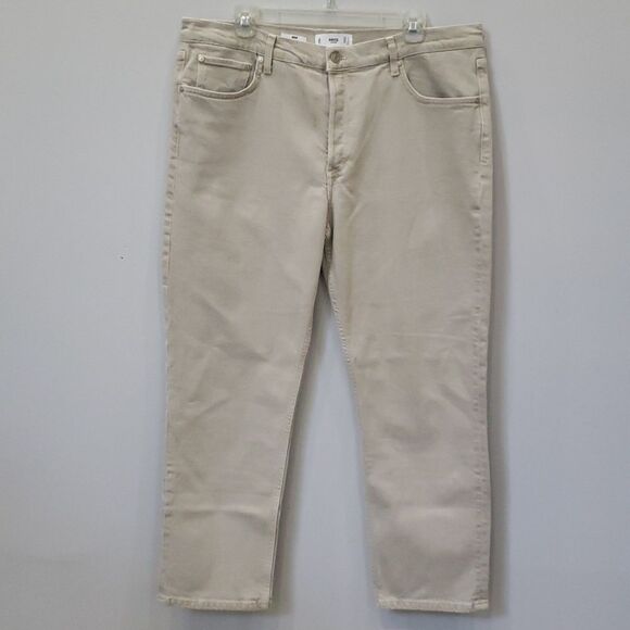 MNG Denim Jeans Women's sz 12 Mar Tan Sand Straight Fit - Picture 1 of 5